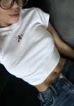 Топ Calvin Klein, футболка Calvin Klein, укорочена футболка