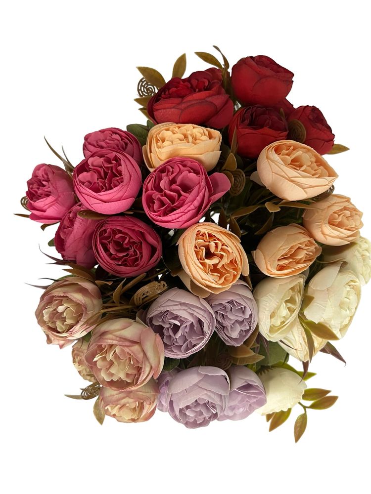 BUKIET PEONII-6 KOLORÓW-kwiat sztuczny(cena za 1 bukiecik)róża piwonia