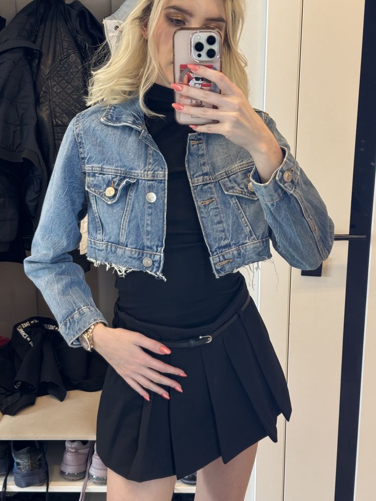 Krótka kurtka jeansowa stradivarius xs