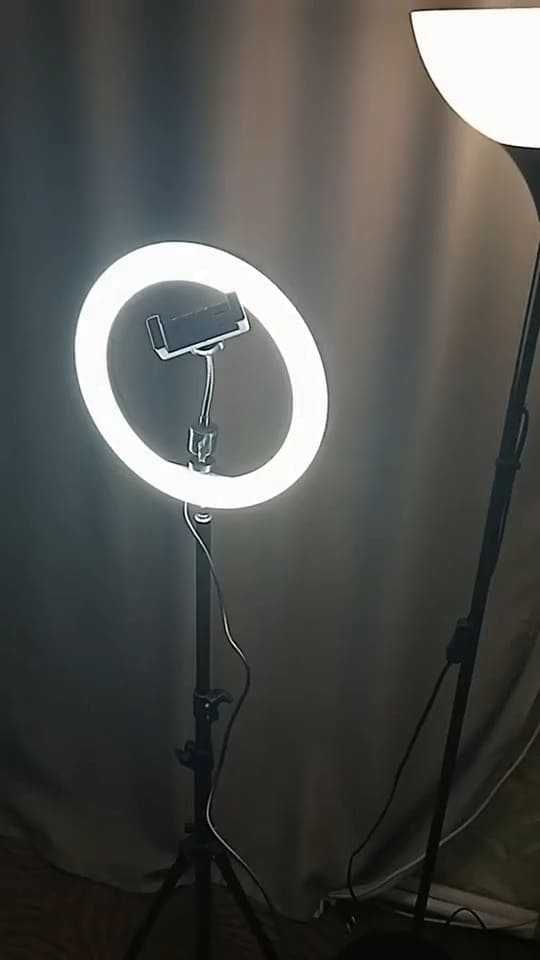 Лампа 36см кільцева RGB LED БУ штатив тримач телефону павер телефон