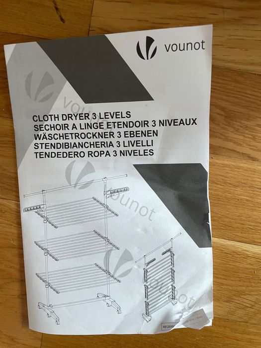 Vounot Składana suszarka na bieliznę z kółkami o dużej pojemności