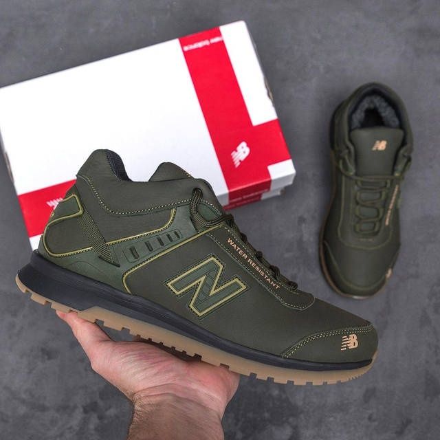 Чоловічі зимові черевики New balance мужские кожаные кроссовки хакі