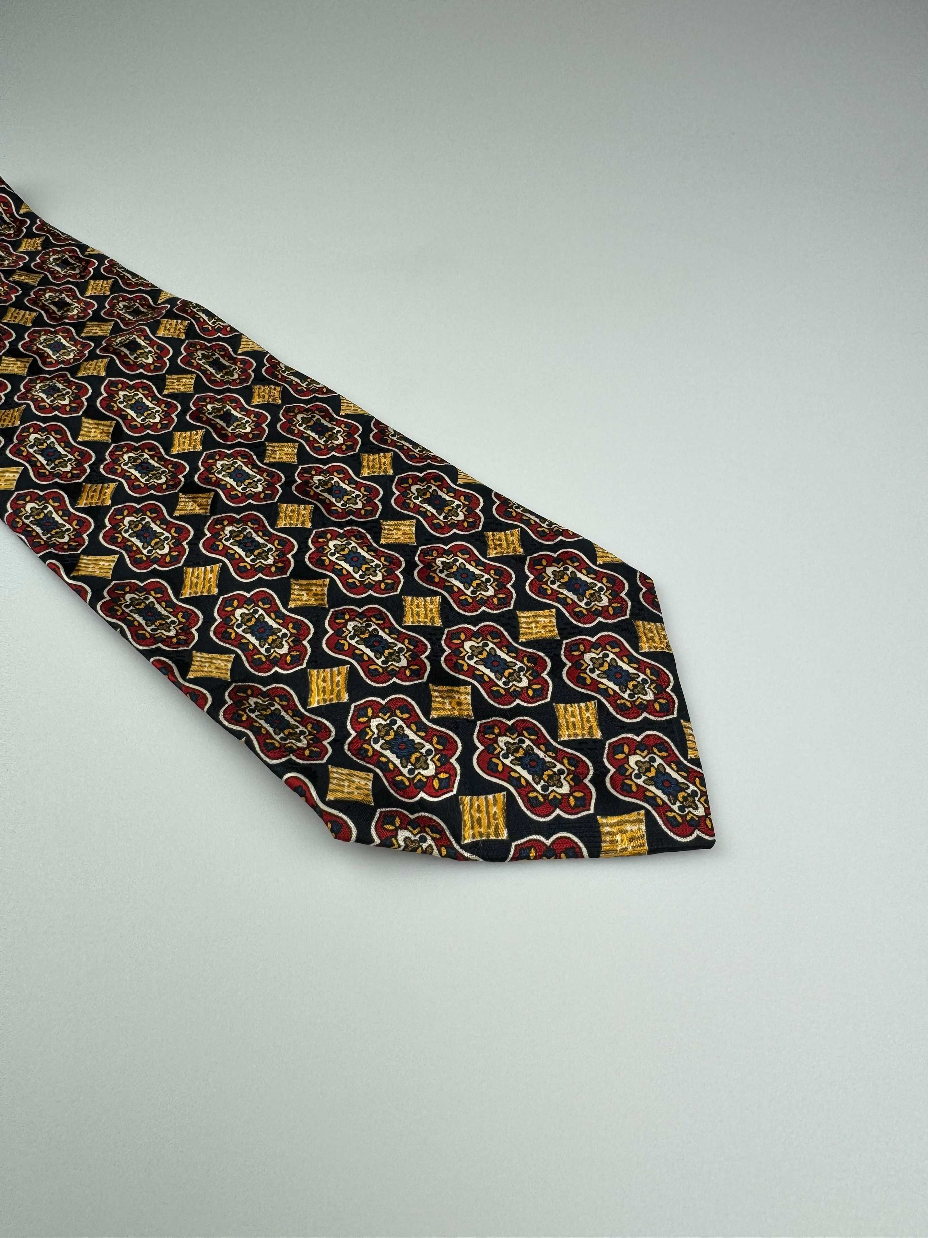 Barton Moda granatowy jedwabny krawat we wzory m68