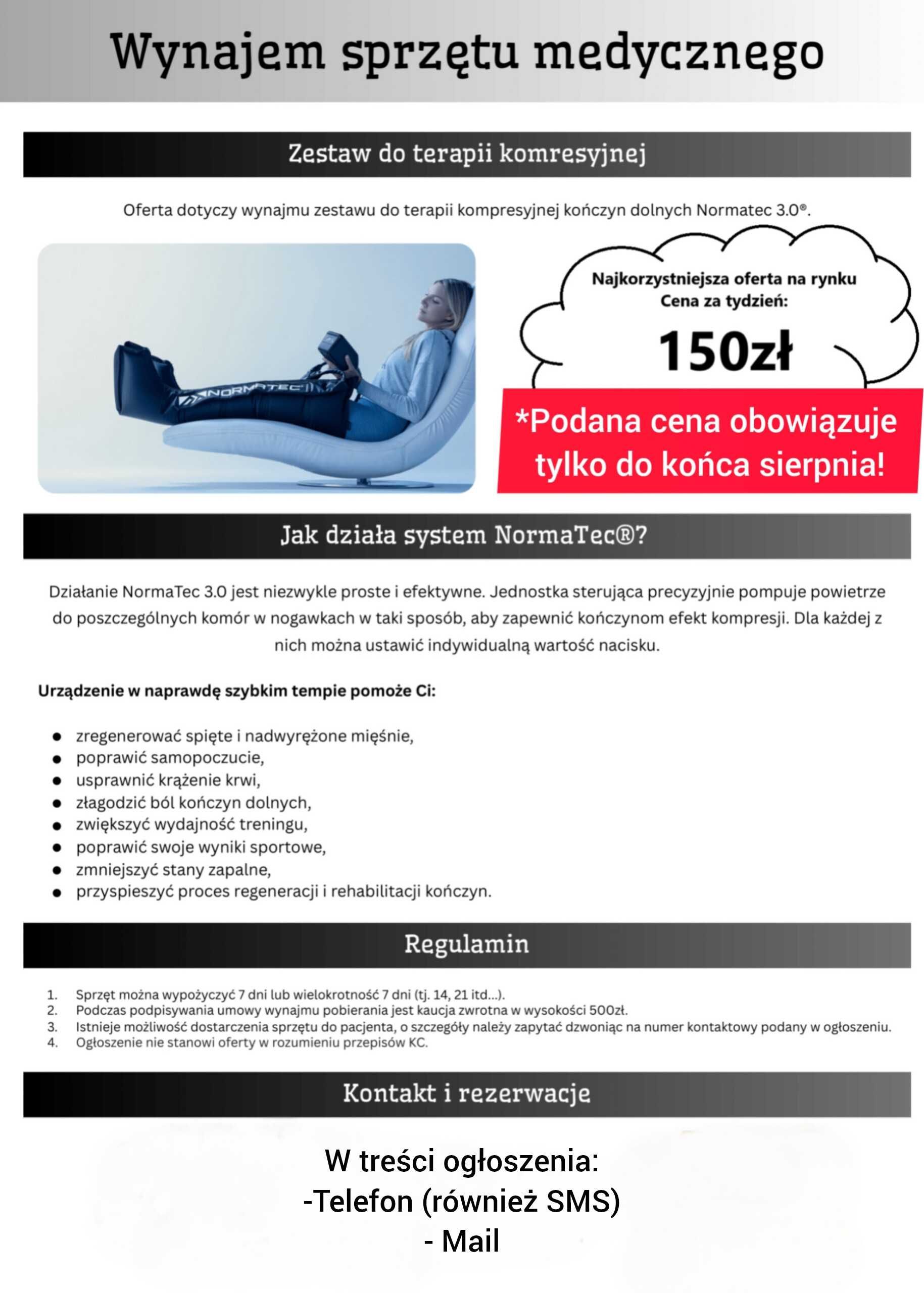 Wynajem aparatu do drenażu limfatycznego i kompresoterapii Normatec®