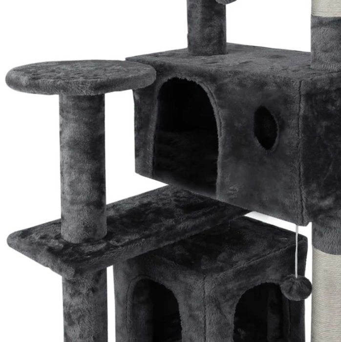 Wielopoziomowy drapak dla kota z domkiem i sizalem, 132 cm