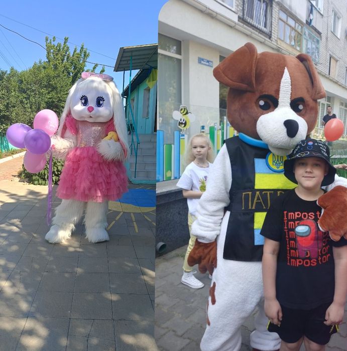 Аніматори,Рожевий та білий Ведмідь,Лабубу,Зайка,пес Патрон,Киця,Тедді