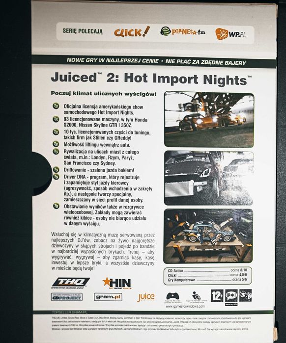 Juiced 2 Hot import nights CD Projekt Topseller PC DVD Box 2007Windows