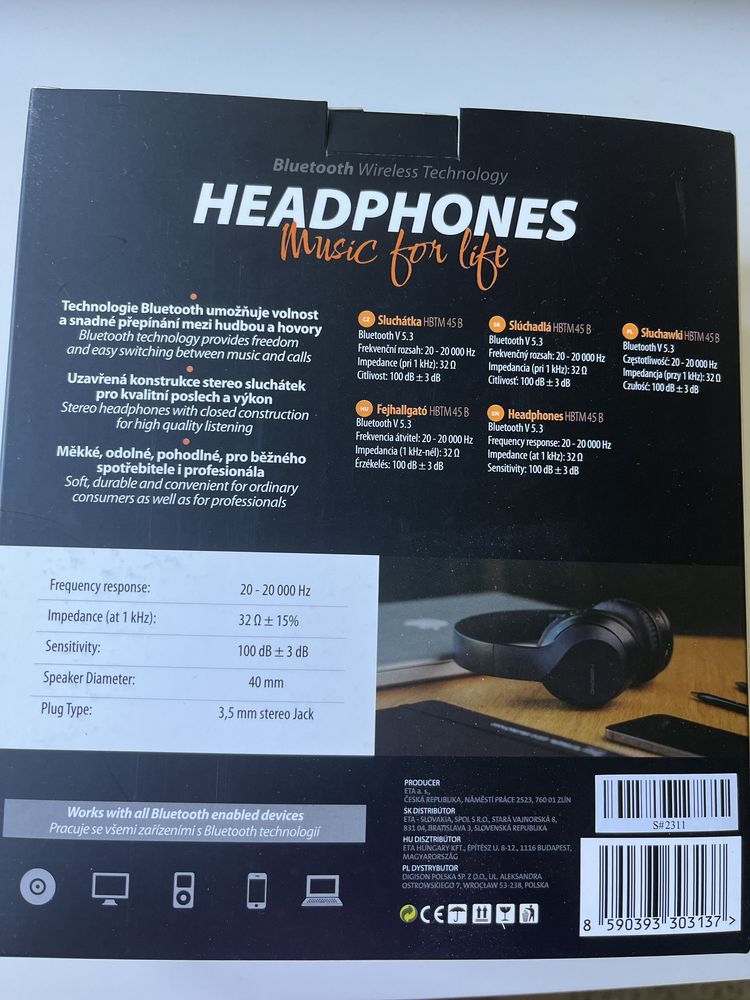 Słuchawki nauszne GOGEN HBTM45B Czarny Bluetooth