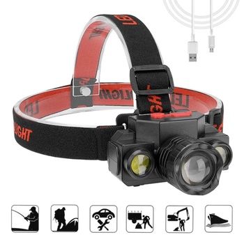 Налобный аккумуляторный фонарь с красным и белым светом сфокусировкой