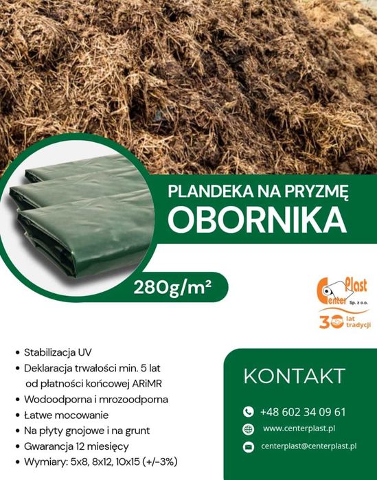 Plandeka na Pryzmę  obornika  280g/m2