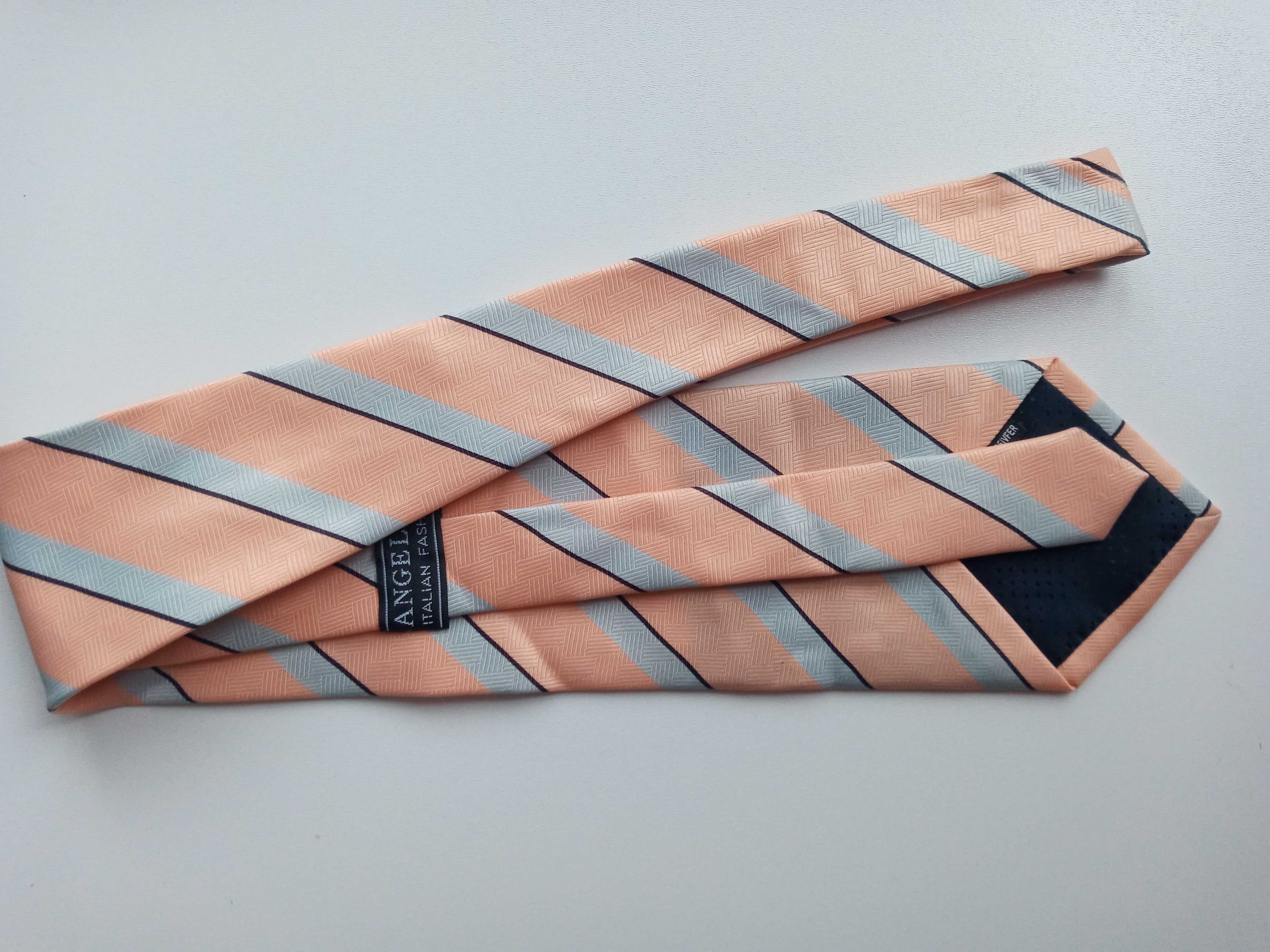 #29 Angello pomarańczowy krawat w paski