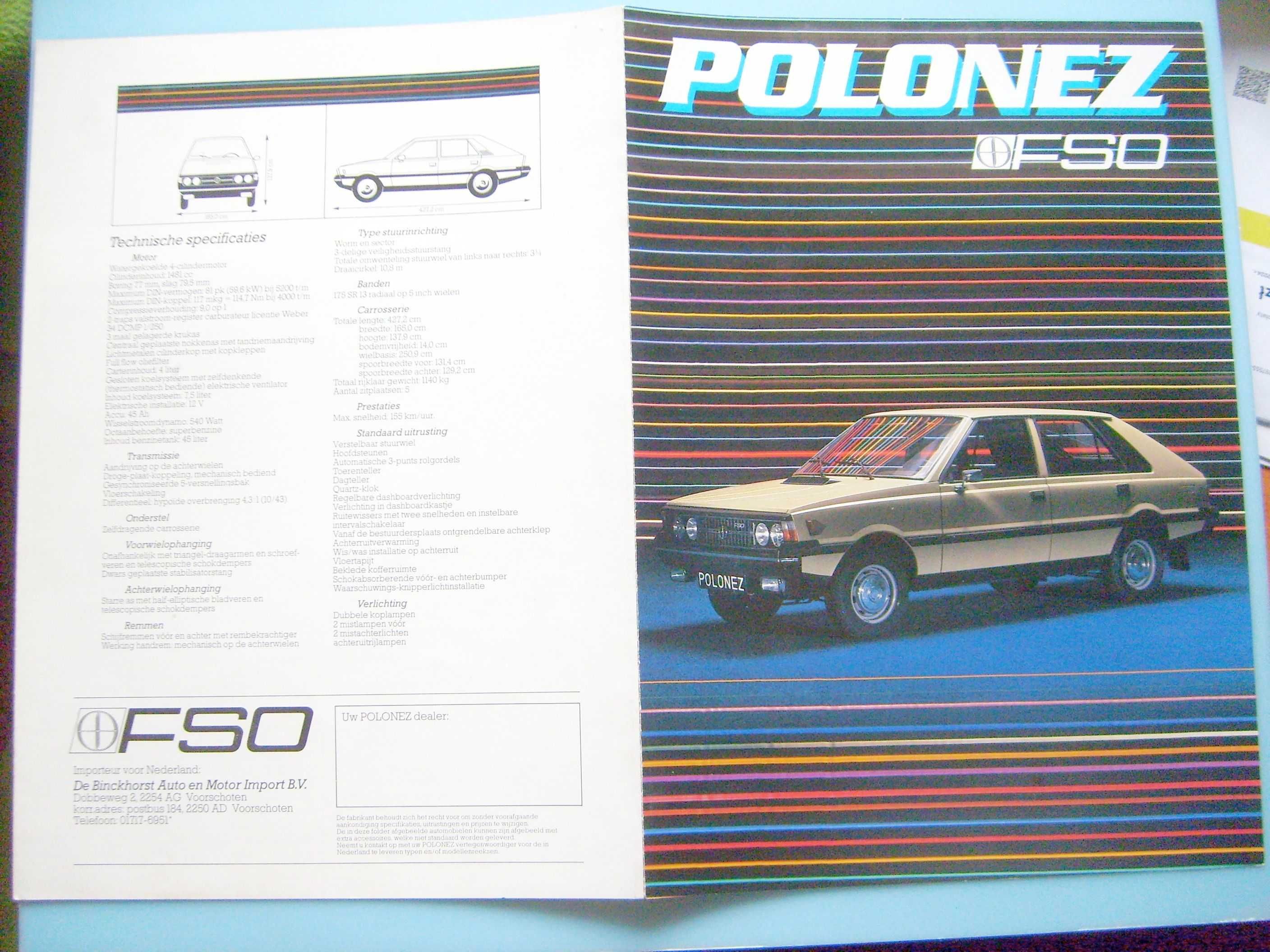 FSO Polonez 1500 prospekt De Binckhorst Auto 1979 / 6 str., stan BDB+