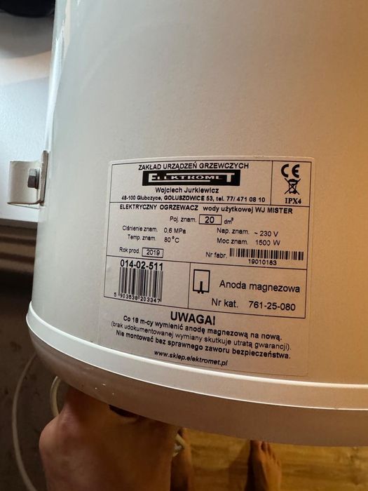 Ogrzewacz wody Elektromet WJ Mister 20L – 1500W, 230V