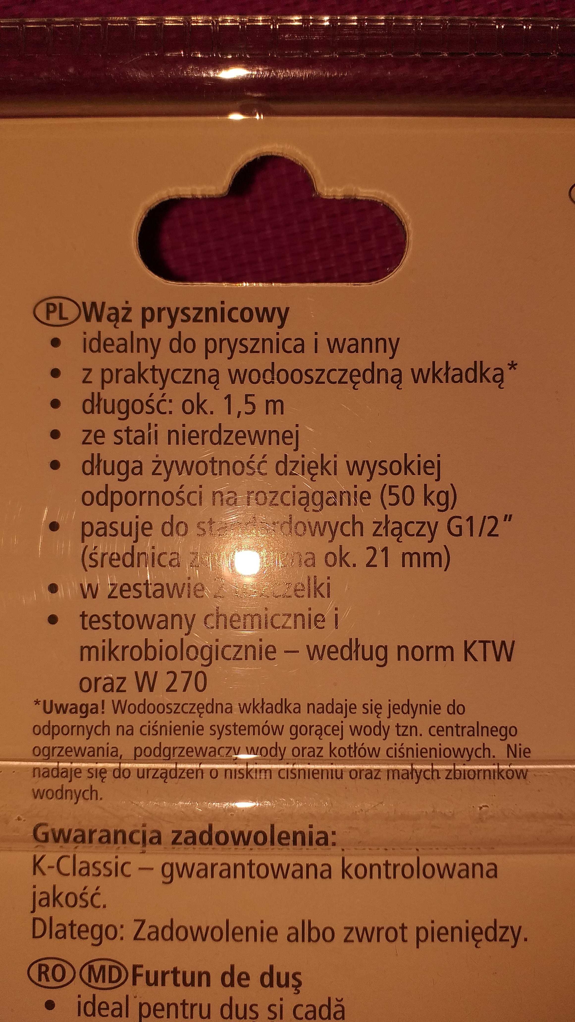 Wężyk do sluchawki , do prysznica , 2m , 1,5cm"