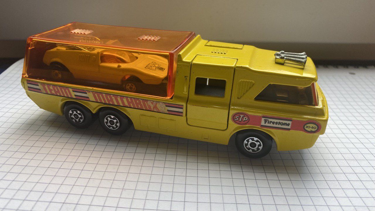 Vintage Matchbox Super Kings K-7 Racing Car Transporter