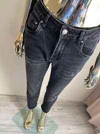 Denim Jeans  jeansy miękkie elastyczne z przetarciami M