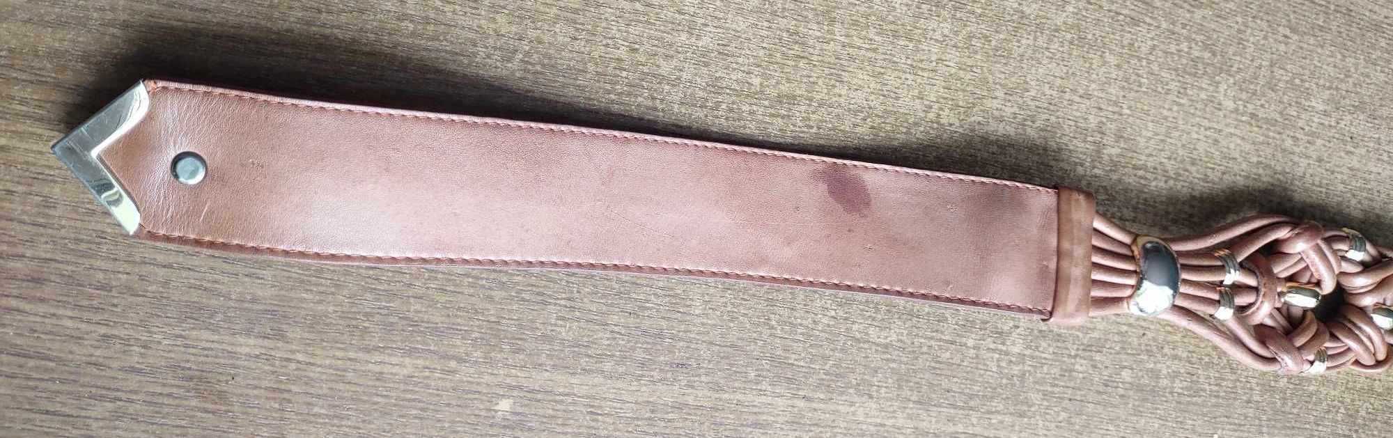 Elegancki, ozdobny pasek skórzany damski