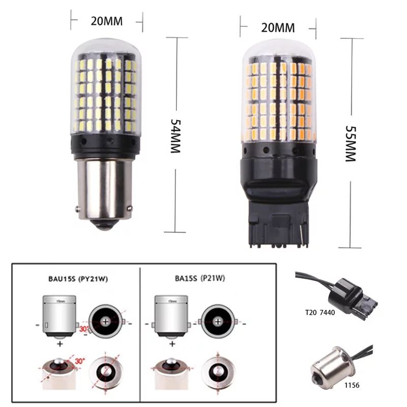 PY21W WY21W LED лампы для заднего хода,стопов,поворотов P21W/Ba15s Т20