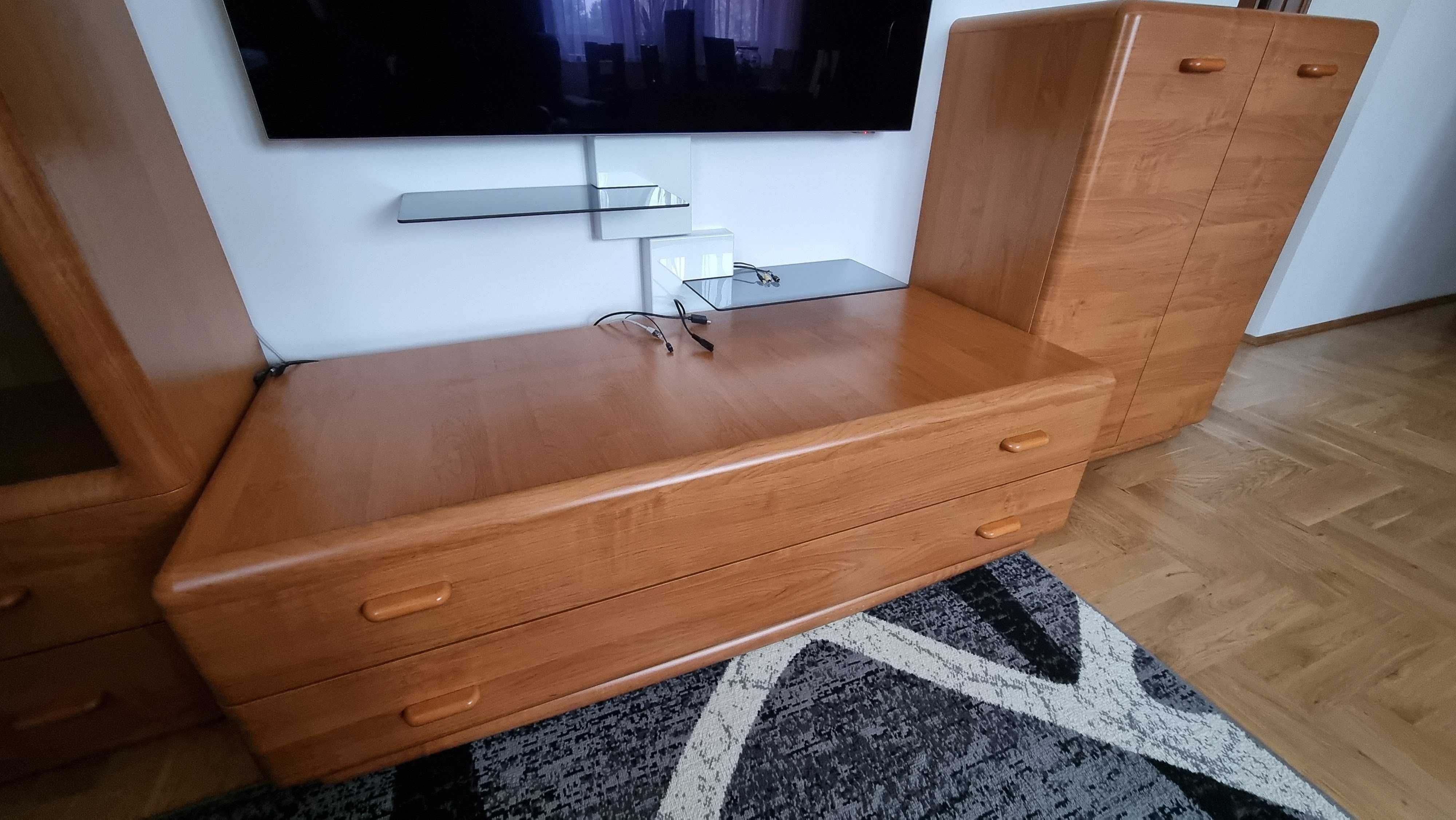 Szafka RTV BRW Tauri 150cm, komplet witryna, stolik, stół