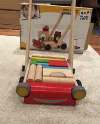 Plan toys baby walker pchacz wózek drewniane klocki