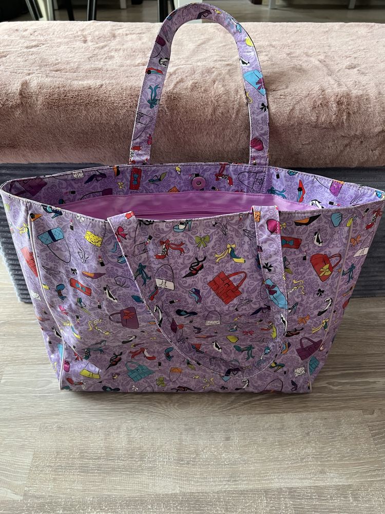Modna Fioletowa torebka torba shopperka na zakupy