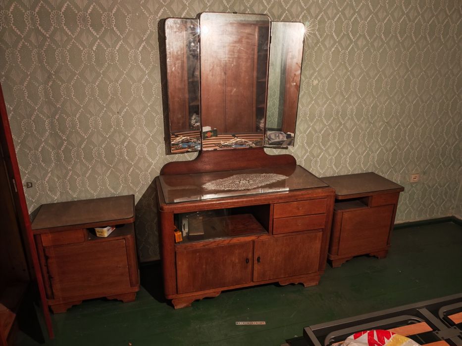 Toaletka z lustrem i dwie szafki nocne solidne drewno styl vintage