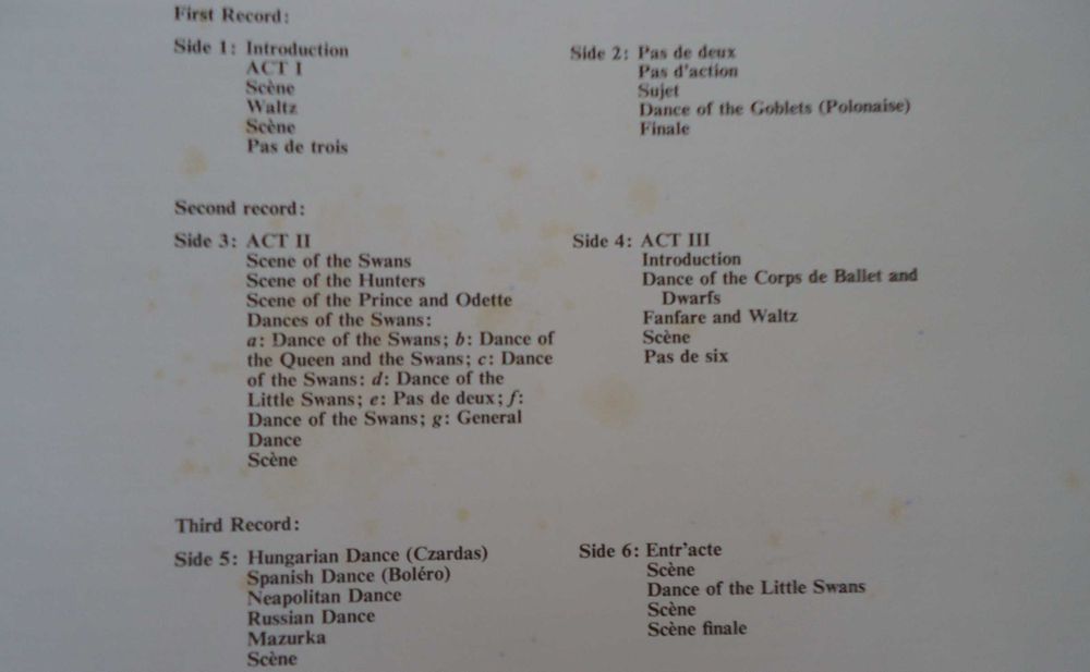 Três discos de vinil - Ballet Lago dos Cisnes de Tchaikovsky