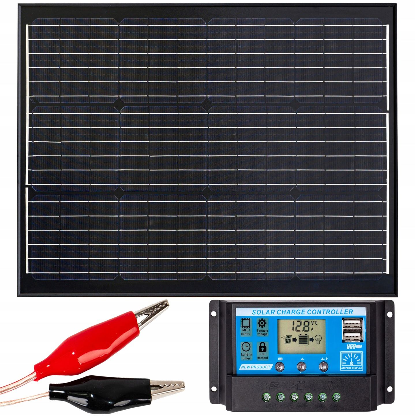 Panel solarny bateria słoneczna 70w 12v regulator [ZES273]