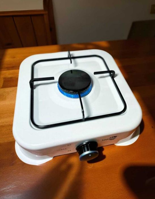 Настільна газова плита 1 конфорка біла плитка на дачу