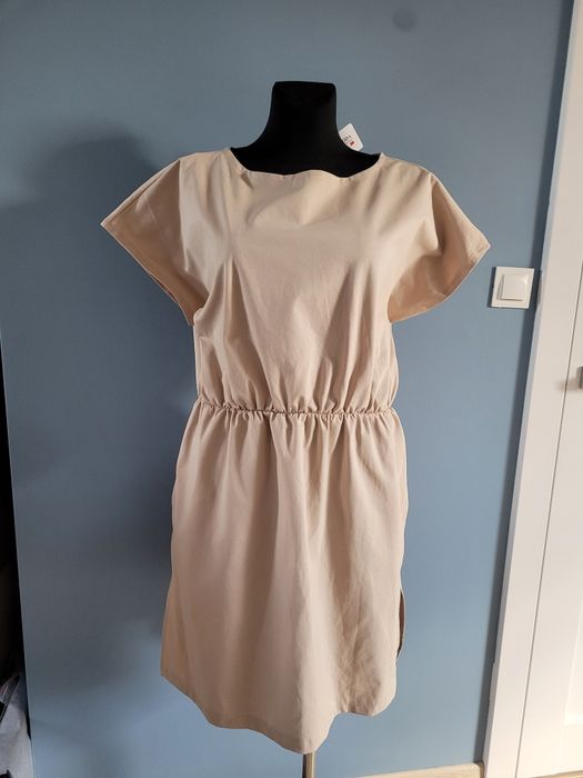 Sukienka fango, latte, włoska L, XL, 40, 42