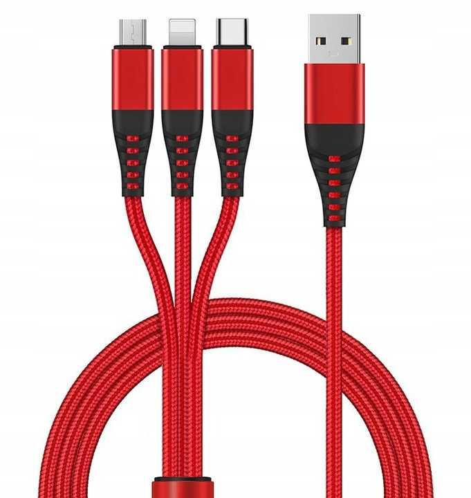 Zestaw kabli USB - USB typ C / microUSB / Lightning Gembird 1 m