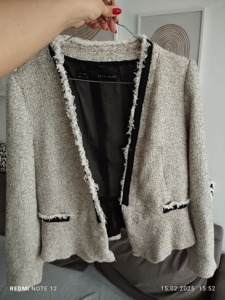 Żakiet marynarka tweedowa Ala chanelka Zara XL