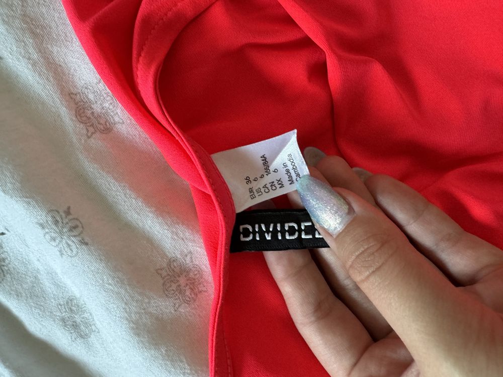 Sukienka suknia neonowa różowa H&M divided 36 S neon róż na co dzień