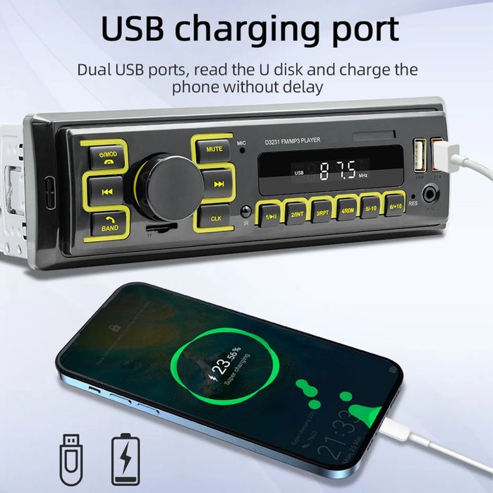 Rádio 1din Stereo USB com App FM Cartão BLUETOOTH novo