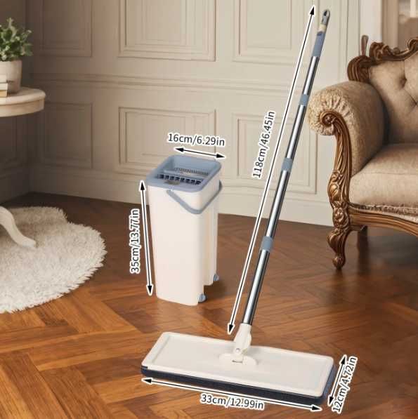 Швабра-ведро, лентяйка с отжимом ведром Cleaning Mop 2 фибры