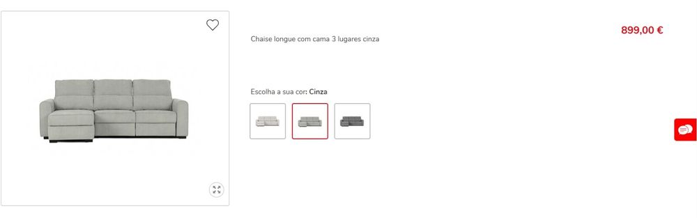 Sofá chaise longe cinza claro - NOVO