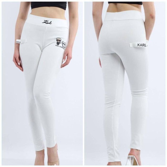 KARL LAGERFELD ЛЕГИНСЫ Женские лосины белого цвета премиум Карл бренд