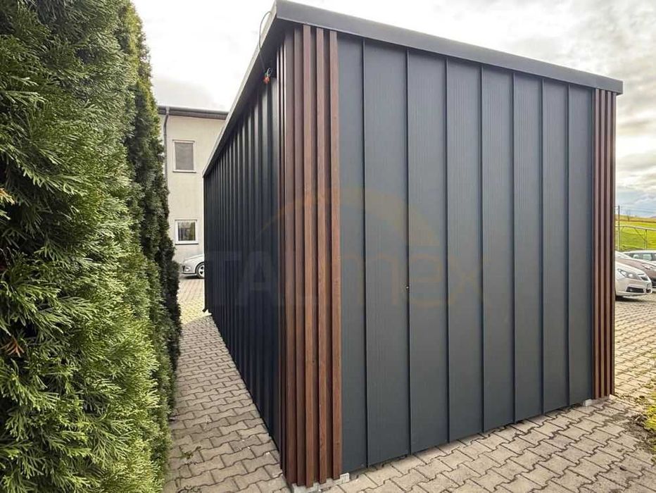 Nowoczesny Kontener Biurowo - Usługowy 6x3m Grafit + Orzech | OD RĘKI!