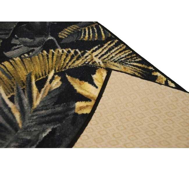 Chodnik dywanowy Monstera czarno-złoty 67 x 140 cm Glam