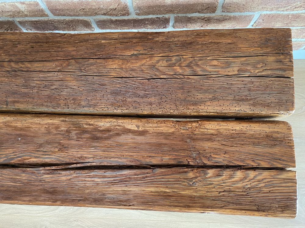 Stolik vintage RTV z litego drewna loft industrialny.