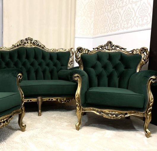 Zestaw wypoczynkowy komplet sofa fotele Ludwik stylowy