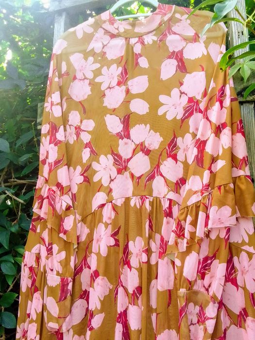 Sukienka Boho Vintage/ brąz mleczna czekolada/ pudrowy róż