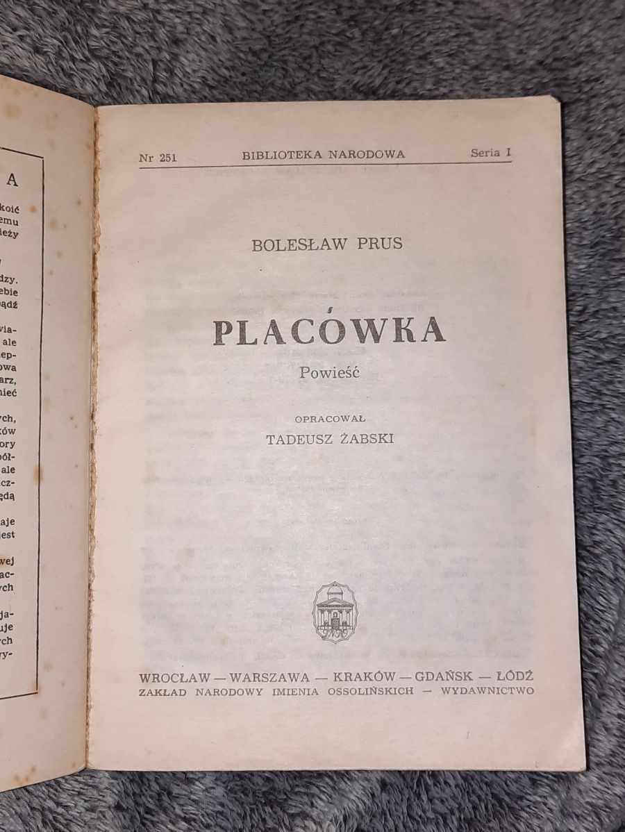 Placówka- Bolesław Prus książka prl