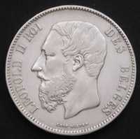 Belgia 5 franków 1870 - król Leopold II Koburg Gotha - srebro