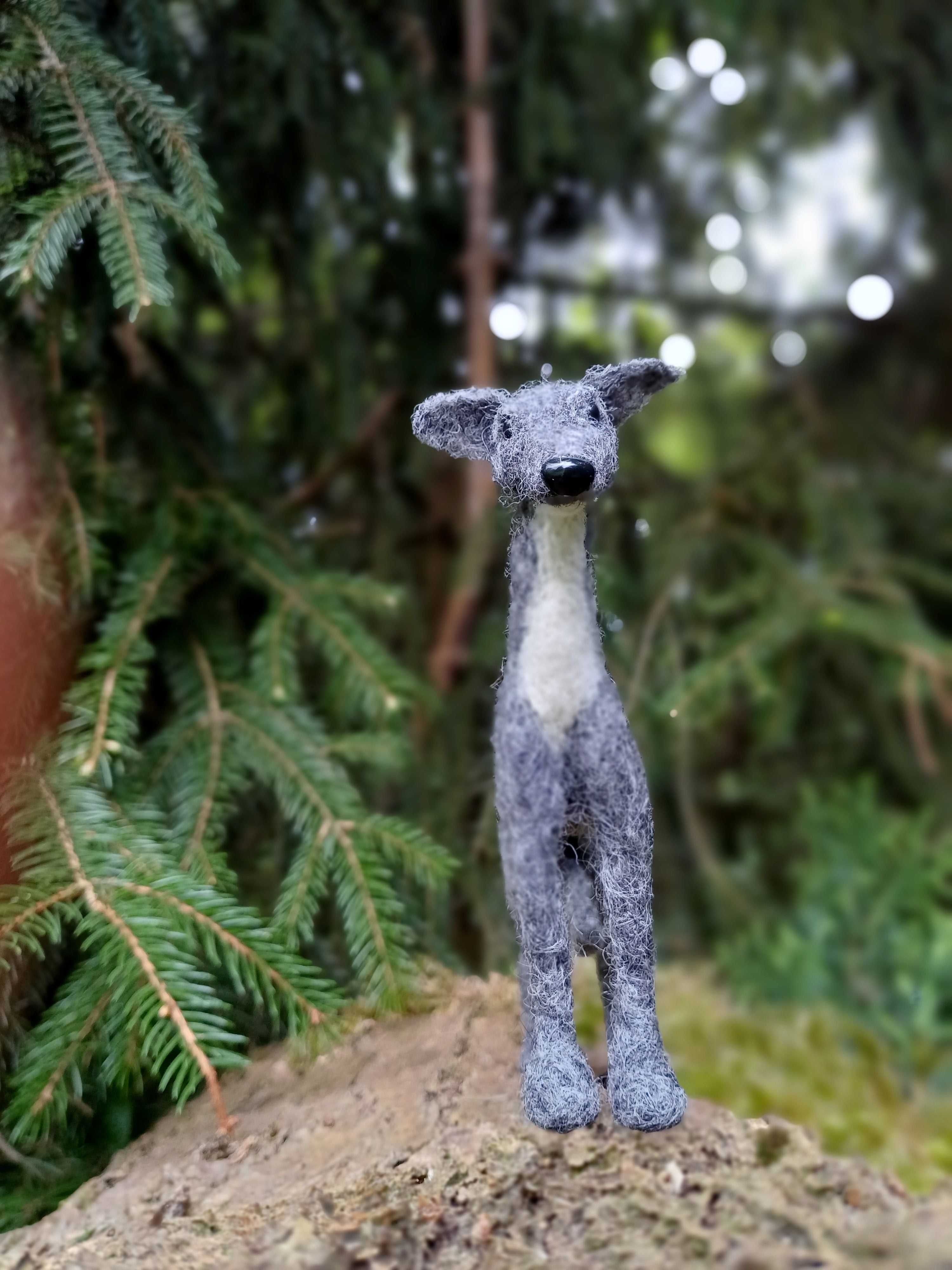 Whippet, chart włoski filcowana figurka psa