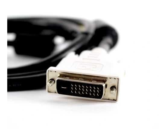 Kabel DVI-D - DVI-D czarny z białymi wtykami, ok 1.8m-2m, nowy