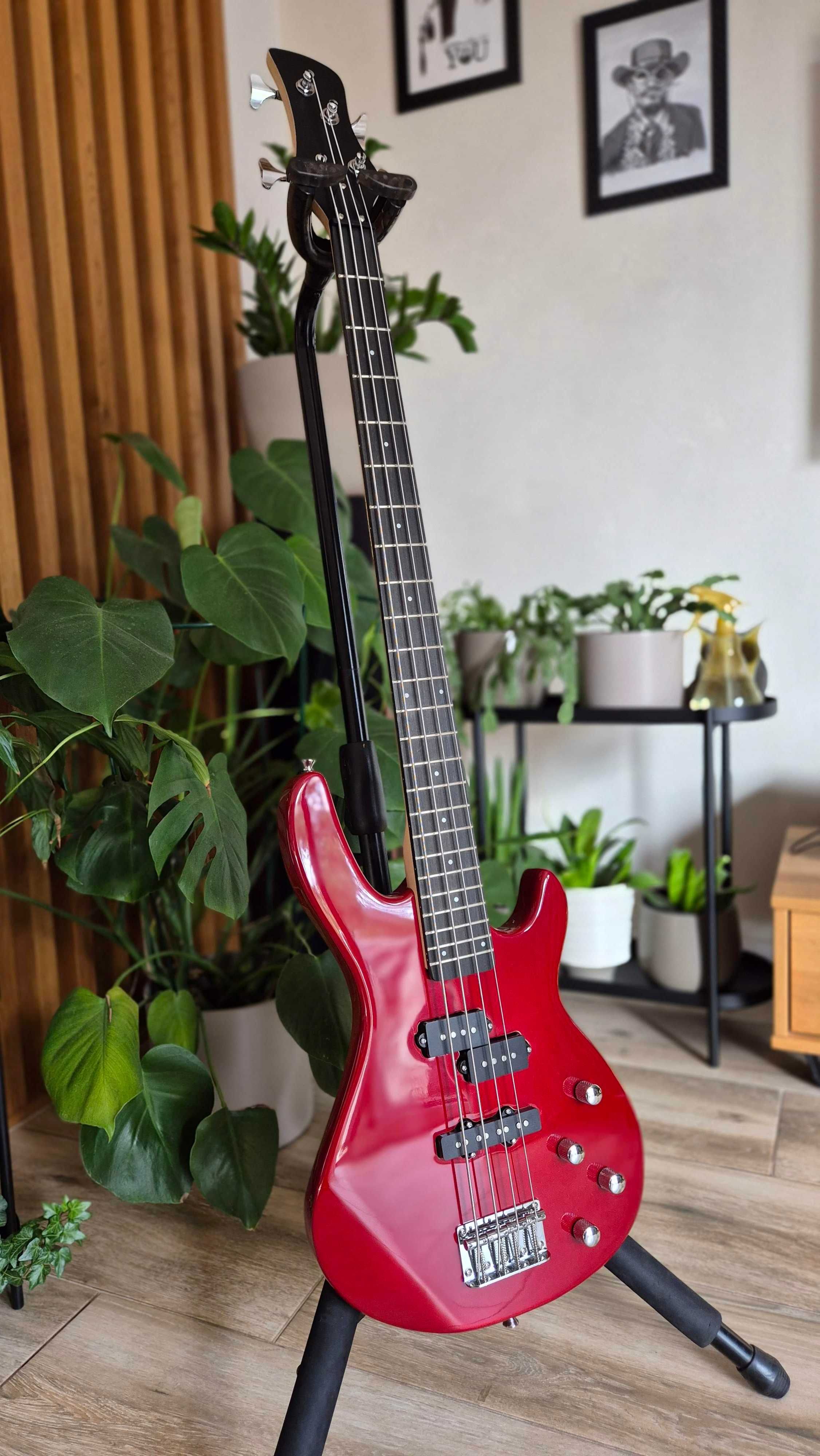 gitara basowa 4 strunowa - czerwona