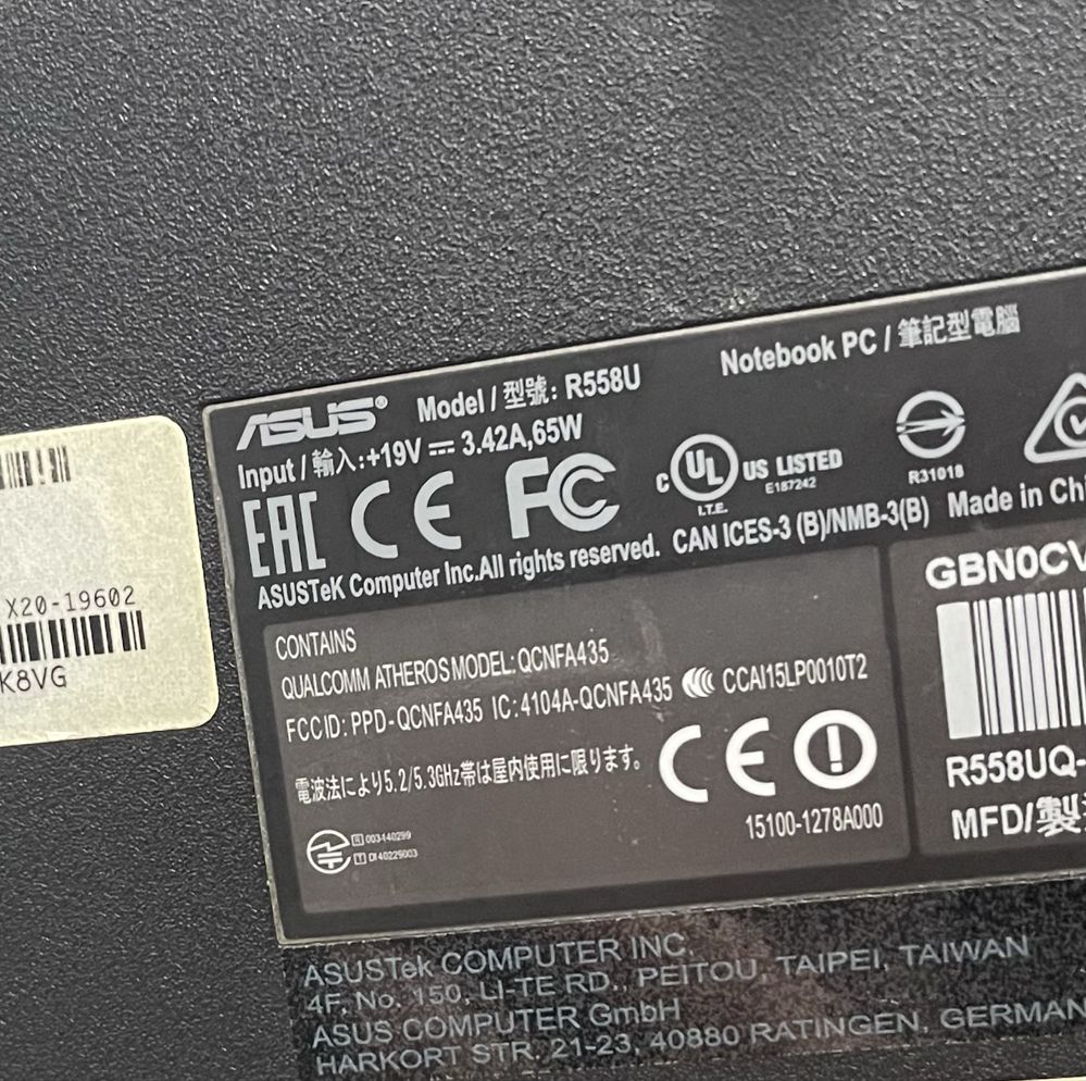 Laptop ASUS 12GB ram i7 SSD 500gb 15’6 R558UQ-DM871D