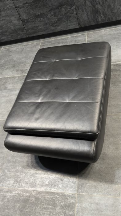 Skóra naturalna, duża pufa, hoker, podnóżek, 2 sztuki