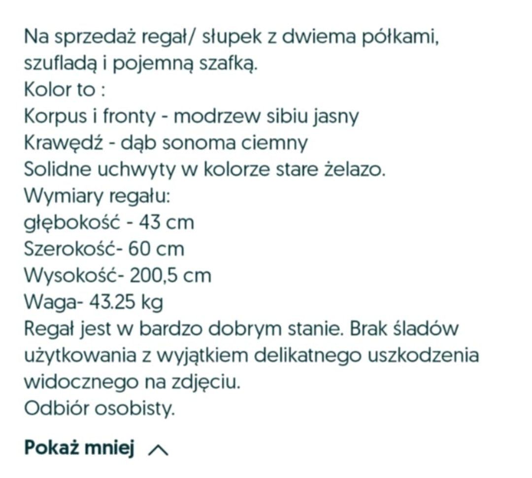 Regał z szufladami